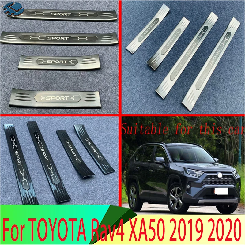 

For TOYOTA Rav4 XA50 2019 2020 Decorate Accessories Inner Ouside Door Sill Panel Scuff Plate Kick Step Trim Cover Pro