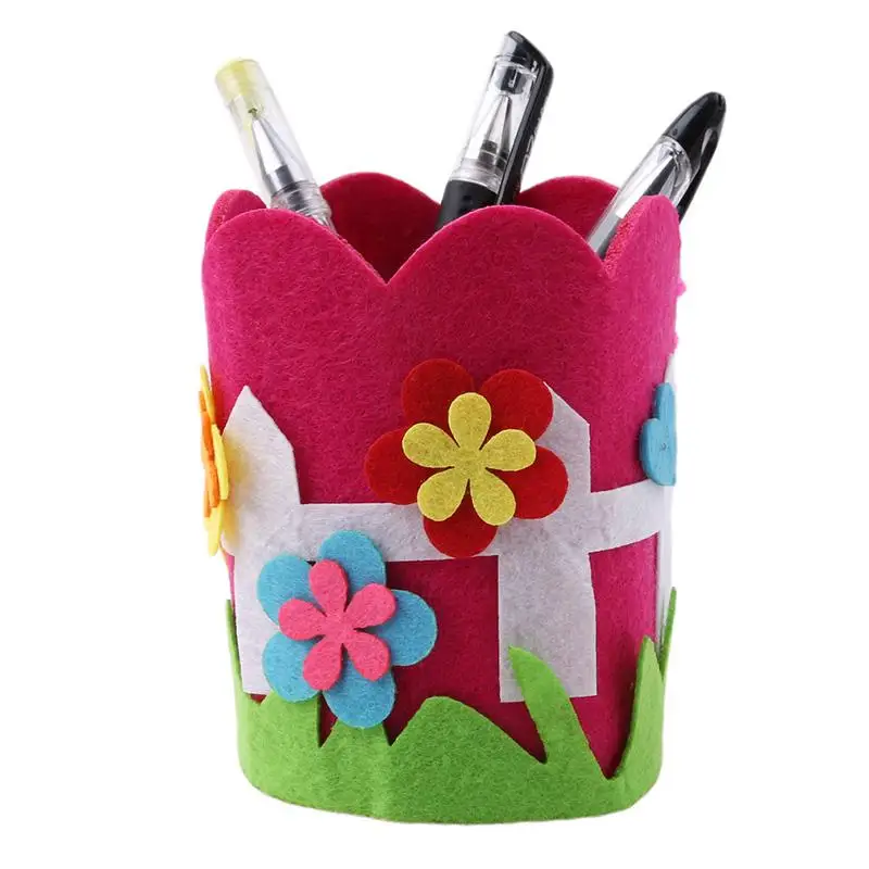 

New Fun 6 Colors DIY Puzzles Handmade Pen Container Holder Cute Cartoon Sewing Cute Kids Handcraft Learning Educational Toy
