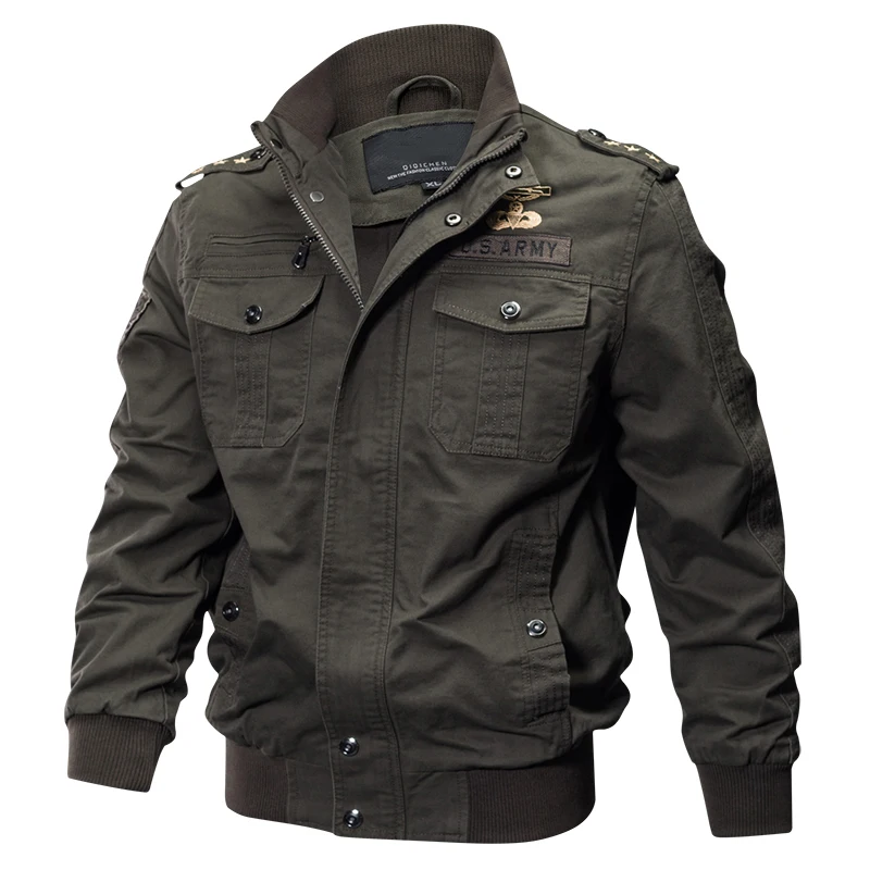 

Spring Autumn Casual Multi-pocket Pilot Jackets Male Flight Mens