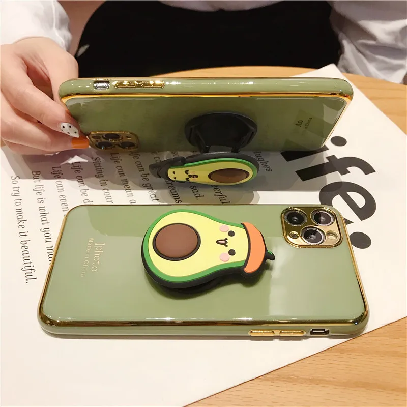 

Cute Folding Stand Avocado Couple's Soft Case For Iphone 11 12 Pro Max Mini 7 8 6 6s Plus Xr X Xs Max Se 2020 Phone Cover Fundas