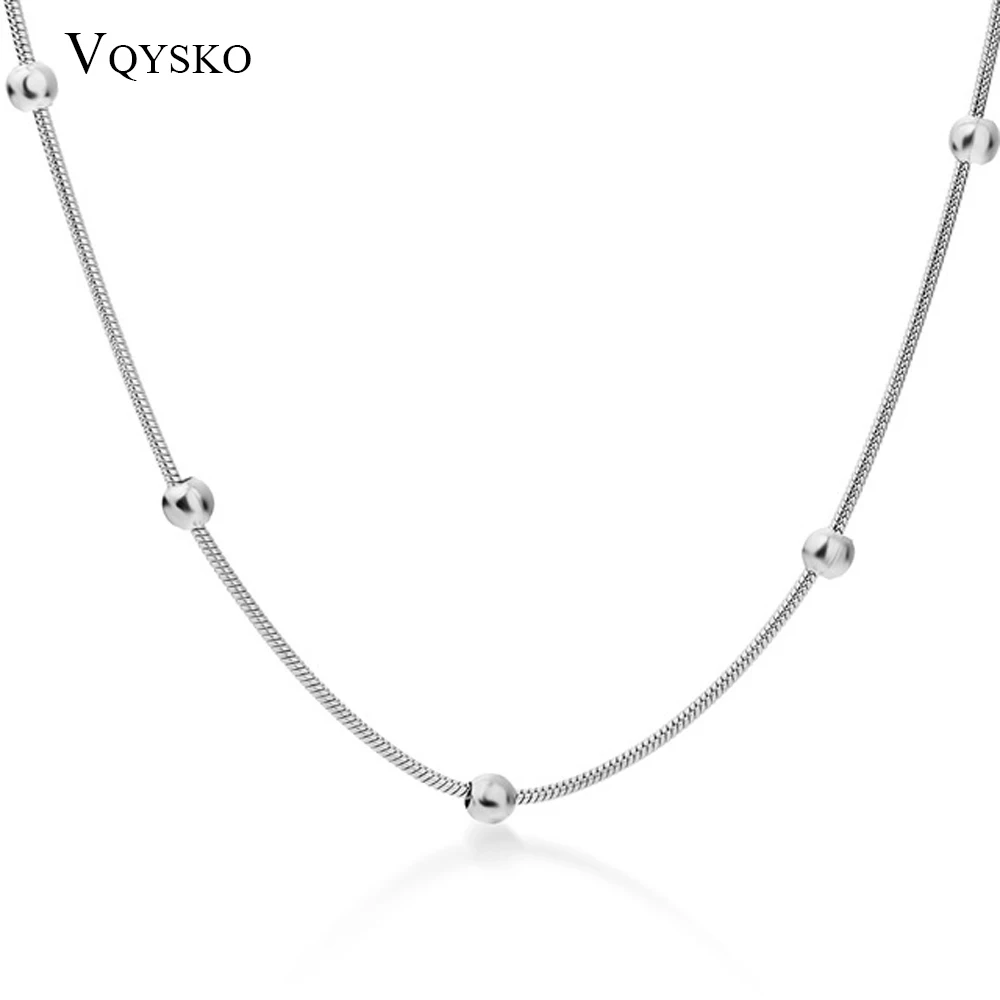 Новые ожерелья из нержавеющей стали с круглыми шариками для женщин модные