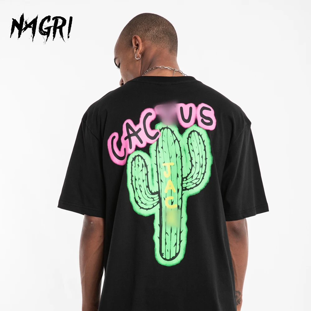 Модная свободная футболка NAGRI с коротким рукавом для мужчин и женщин принтом