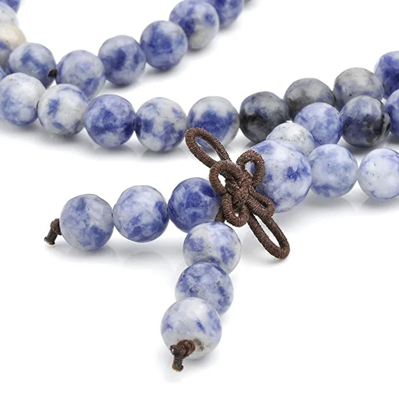 

6mm Natural Sodalite Stone Healing Gem Stone 108 Buddhist Prayer Beads Women Bracelet Tibetan Mala Stretch Bracelet Necklace