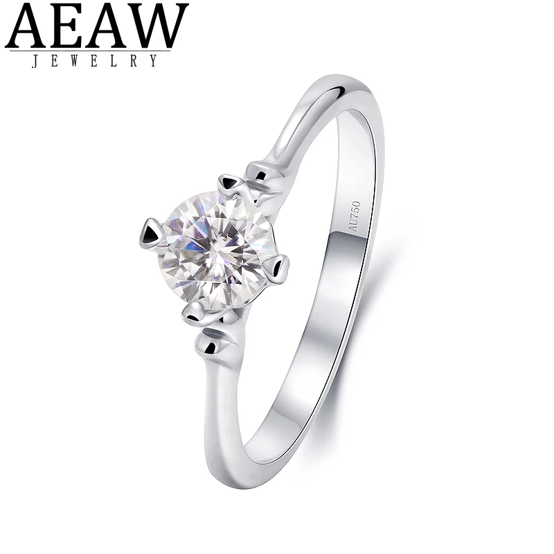 05ct 50mm Moissanite Ring Real 18k White Gold VVS Lab Diamond Fine Jewelry for Women Engagement Anniversary Gift Wholesale