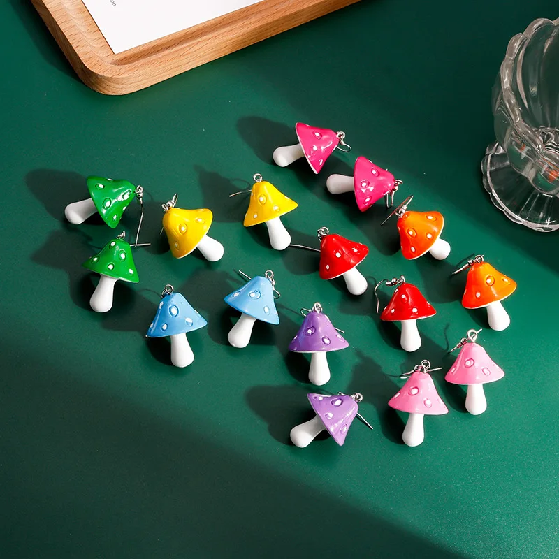 

2021 New Fashion Creative Personality Cute Korean Drop Earrings Lovely Mushroom Earrings Jewelry for Women