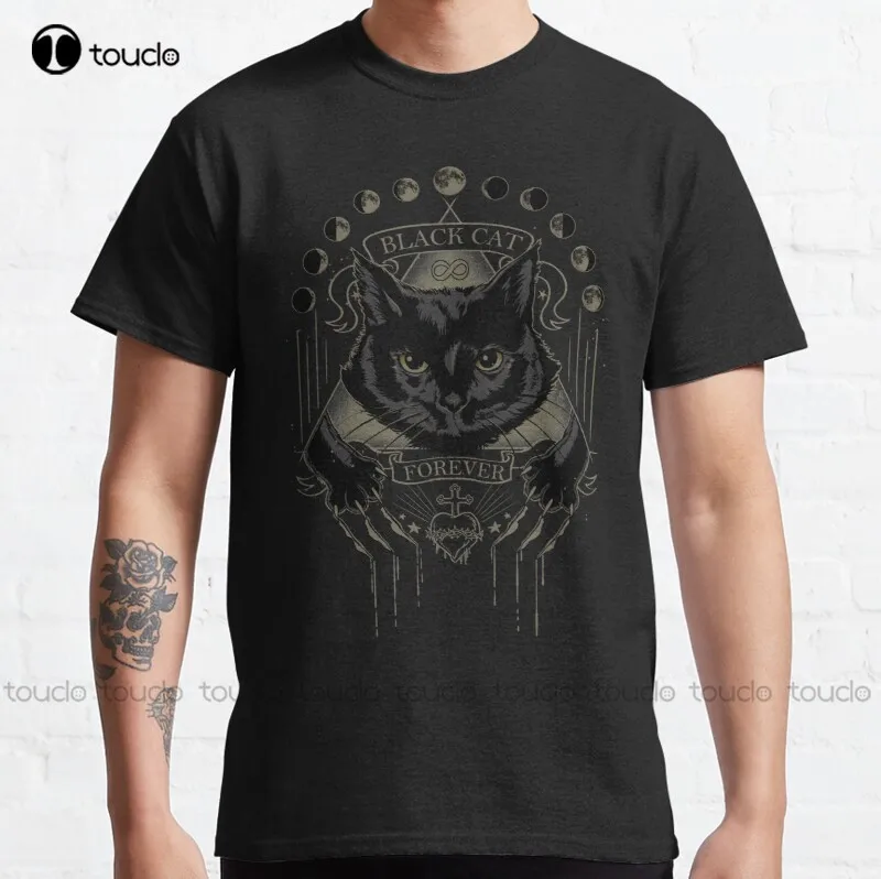 

Новая классическая футболка из хлопка с черной кошкой, женская футболка большого размера, модная забавная футболка унисекс для подростков