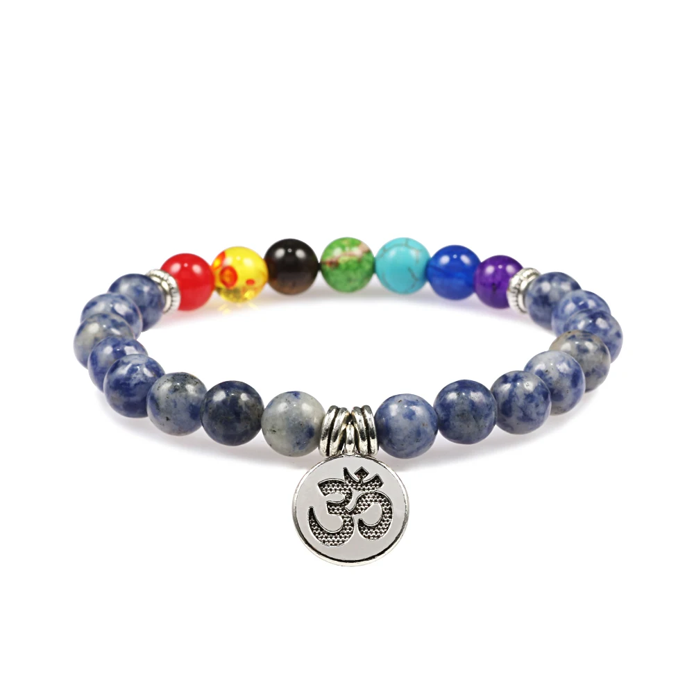 Мужские и женские браслеты чакры 7 цветов смешанные Исцеляющие кристаллы камень