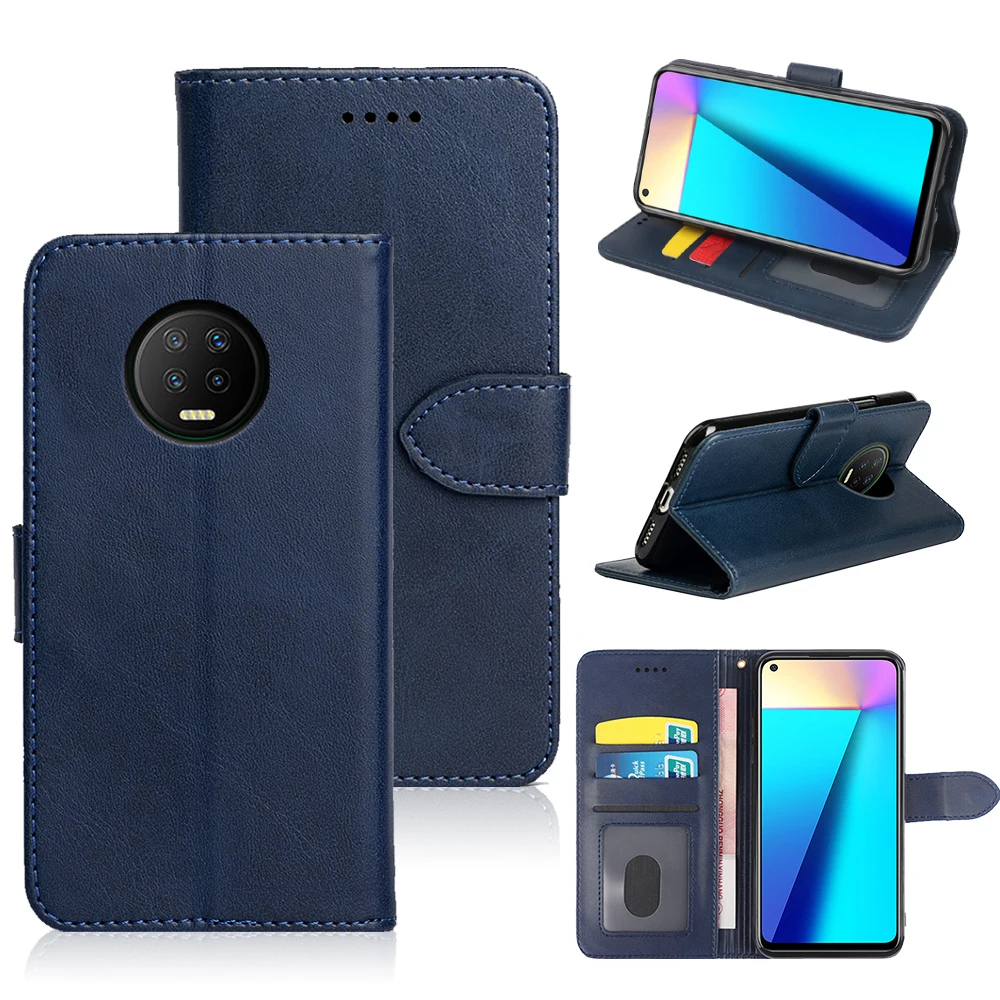 

ROEMI For infinix note7/X690 Comfortable Hand Feeling Anti-Fingerprint Sweatproof PU Leather Flip Wallet Photo Holder Cover