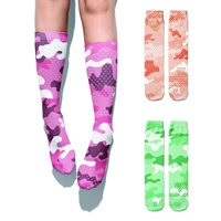 fashion pink camouflage women socks funny 3d printing colorful high ankle cotton female socks winter warm creative socks sox