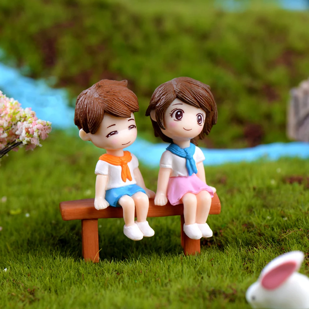 3Pcs Gardening DIY Mini Dolls Couples Fairy Garden Stool Dollhouse Decor Miniatures For Succulents Potted Plants Micro Landscape | Дом и сад