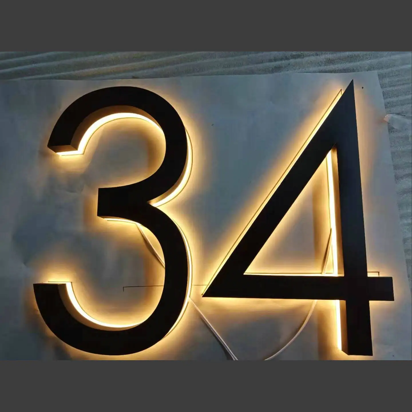 Custom outdoor 3d for signage backlit stainless steel lighted house number with illumination | LED Modules