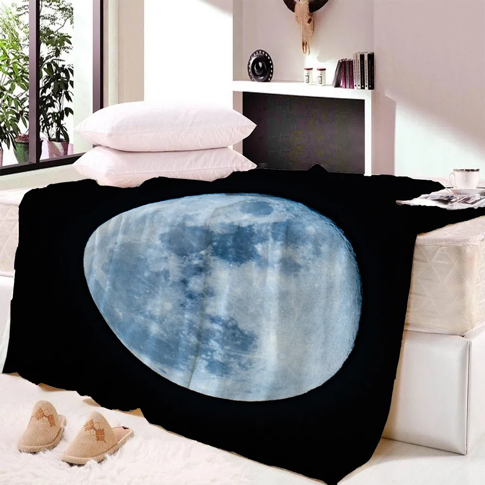 

Night Print Sofa Fleece Blanket Spring Keep Warm Blanket Moon Bed Decor Cover Soft Picnic Travel Polyester Blanket