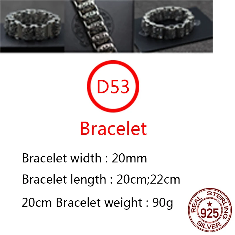 

D53 S925 sterling silver bracelet personality retro fashion punk hip-hop style anchor design couple cross flower domineering hot