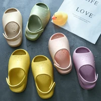 solid color indoor slippers 2 7 years old childrens sandals coconut beach slippers soft bottom five color non slip bathroom