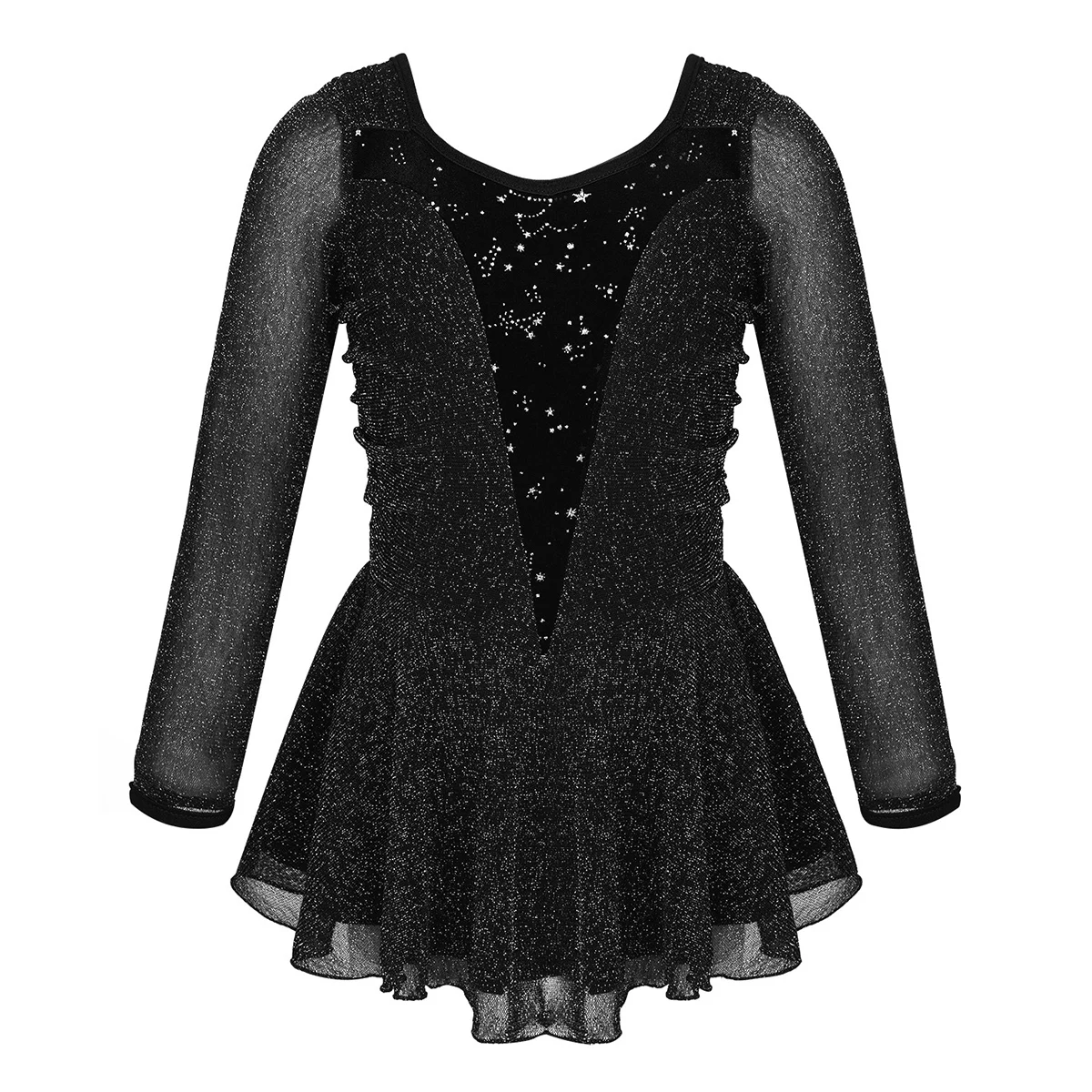 Трико детское для девочек FEESHOW блестящее бархатное трико с длинными рукавами и