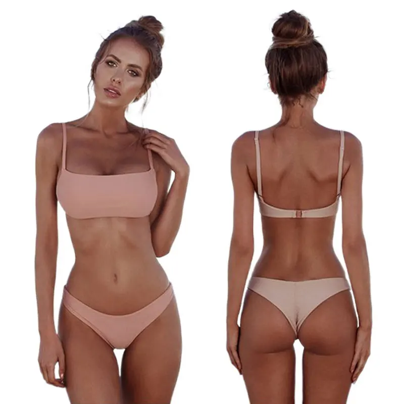 

Купальник женский однотонный, однотонный, эластичный, пляжная одежда, удобное микро бикини, нижнее белье, трусы, 2021