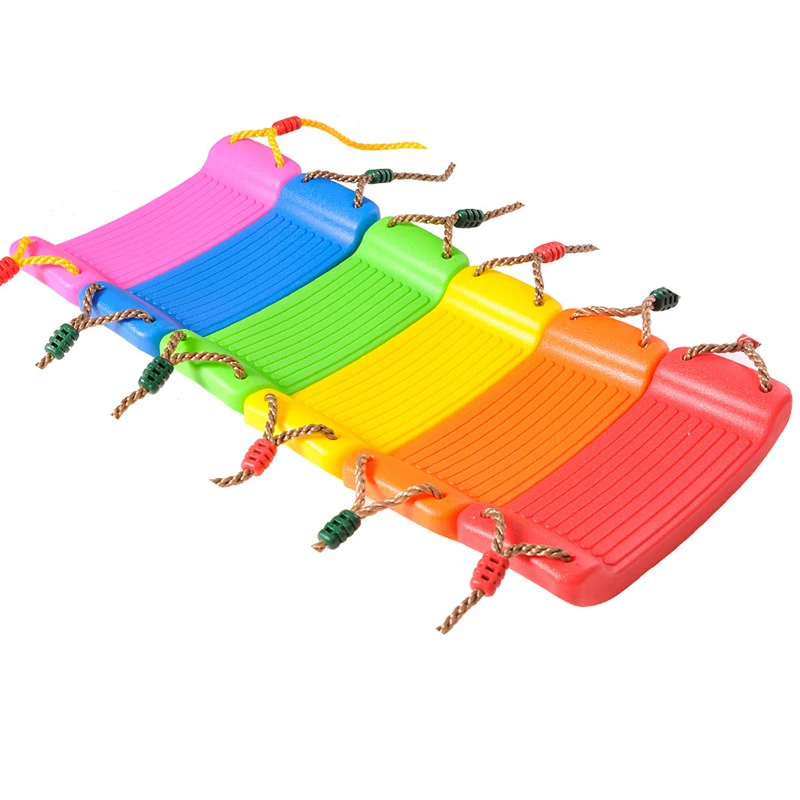Flying Toy Garden Swing Kids Hanging Seat Toys with Height Adjustable Ropes Indoor Outdoor Toys Rainbow Curved Board Swing Chair images - 6