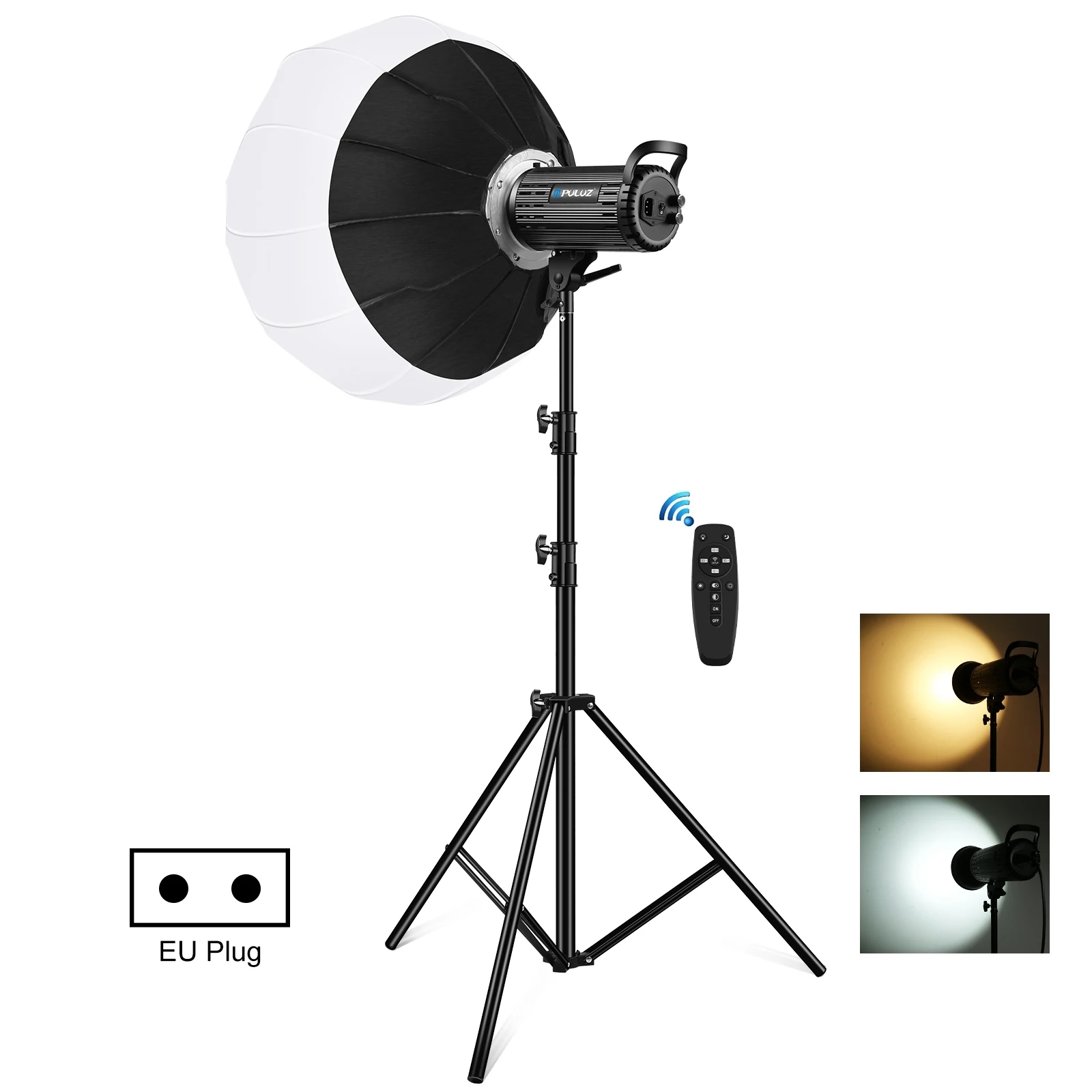 

PULUZ 150W 3200K-5600K Studio Video Light + 2.8m Light Holder + 65cm Foldable Lantern Softbox Photography Kit Lighting Set