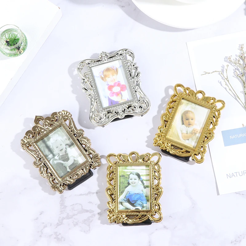 Винтаж золото картина каркас прямоугольные фоторамки для 1/12 кукольный домик в