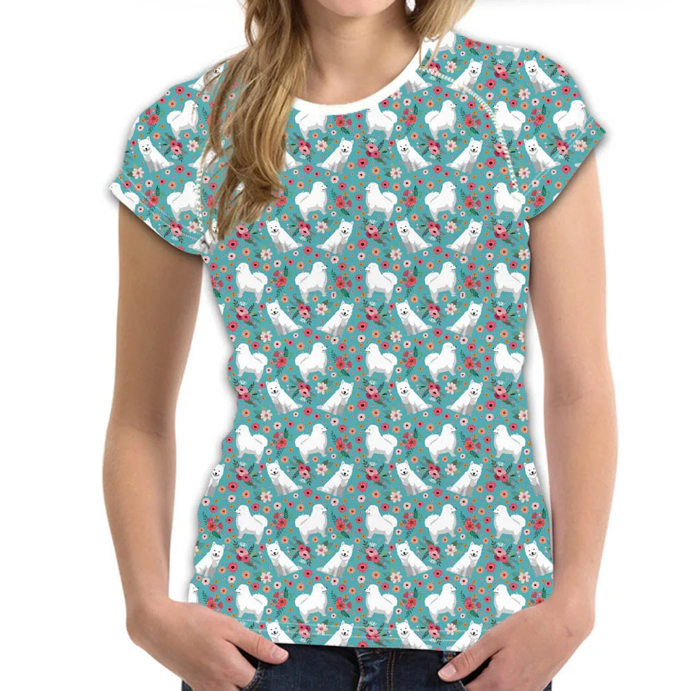 

Nopersonality Women T Shirt Short Sleeve Casual Elegant Samoyed Print Tops Tshirts for Ladies Fahion Female Summer Tee T-shirts