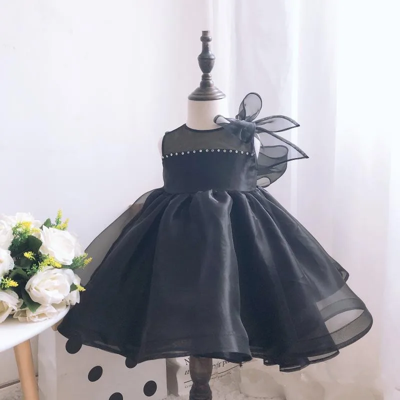 

Black Tulle Baby Girls Baptism Dress Beads Newborn Princess Wedding Gown Infant 1 Year Birthday Christening Pageant Clothes