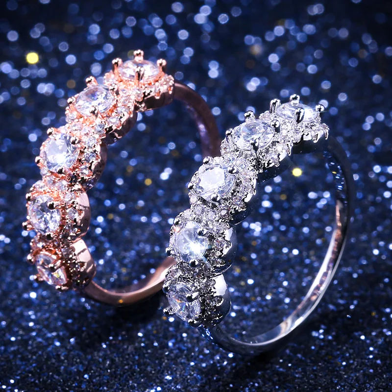 

CAOSHI Sumptuousness 5 Dazzling Cubic Zirconia Stone Ring for Women Wedding Band Versatile Design Trendy Grace Jewelry Wholesale