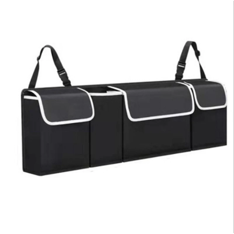 

Super Capacity Car Hanging Organizer Car Boot Tidy Storage Bag with Lids Black Enlarged Pockets for t.u.k.SUV MPV