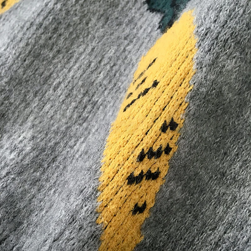 Gaganight Fashion Carrot Pattern Women Sweater Chic Turtleneck Pullover Female Grey Casual Loose Girl Jumper Autumn Winter Thick | Женская