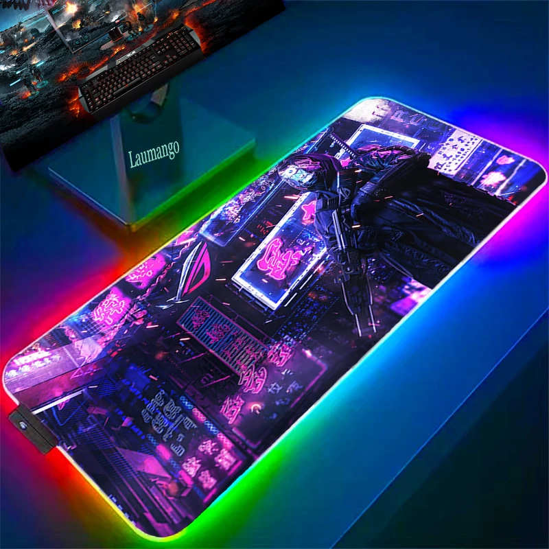 

Gaming Laptop Gamer Mat Asus RGB LED Effect Big Mouse Pad Speed Anime Mousepad Xl Carpets Keyboards Accessories Table Pads Diy