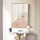 Золотисто-розовый абстрактный геометрический настенный постер с золотистыми линиями фольги, Современная Картина на холсте, искусство для гостиной, домашний декор, картины
