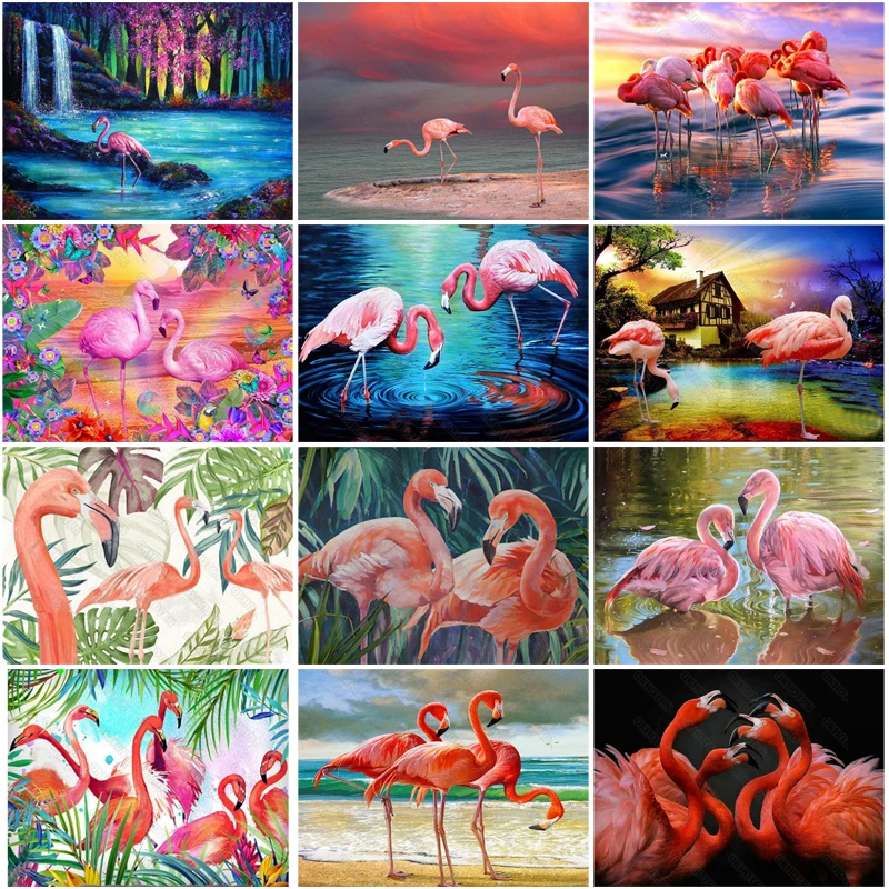 

Animal Embroidery Diamond Painting Red Flamingo Cross Stitch Mosaic Home Decoration Painting Crafts Art Wall Stickers
