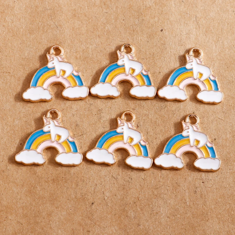 

10pcs 17*20mm Enamel Rainbow Clouds Charms for Making Cute Drop Earrings Pendants Necklaces DIY Handmade Craft Jewelry Findings