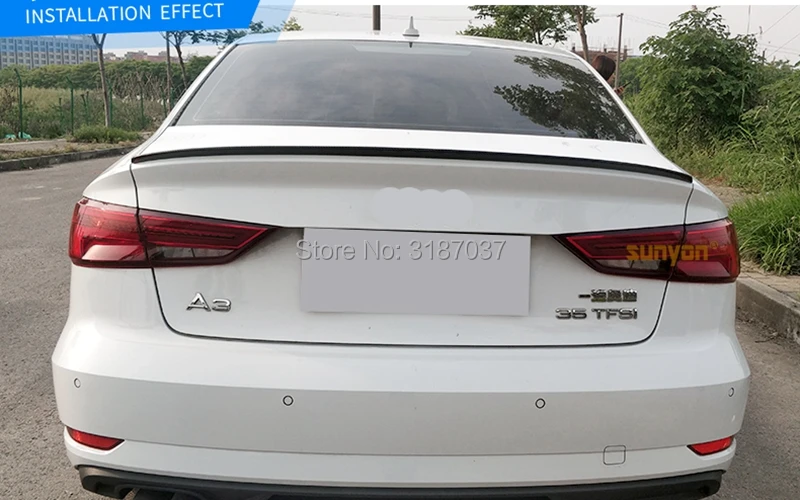 Для Audi A3 S3 Sedan 4 двери 2013-2018 ABS пластиковый Неокрашенный цвет задний спойлер на