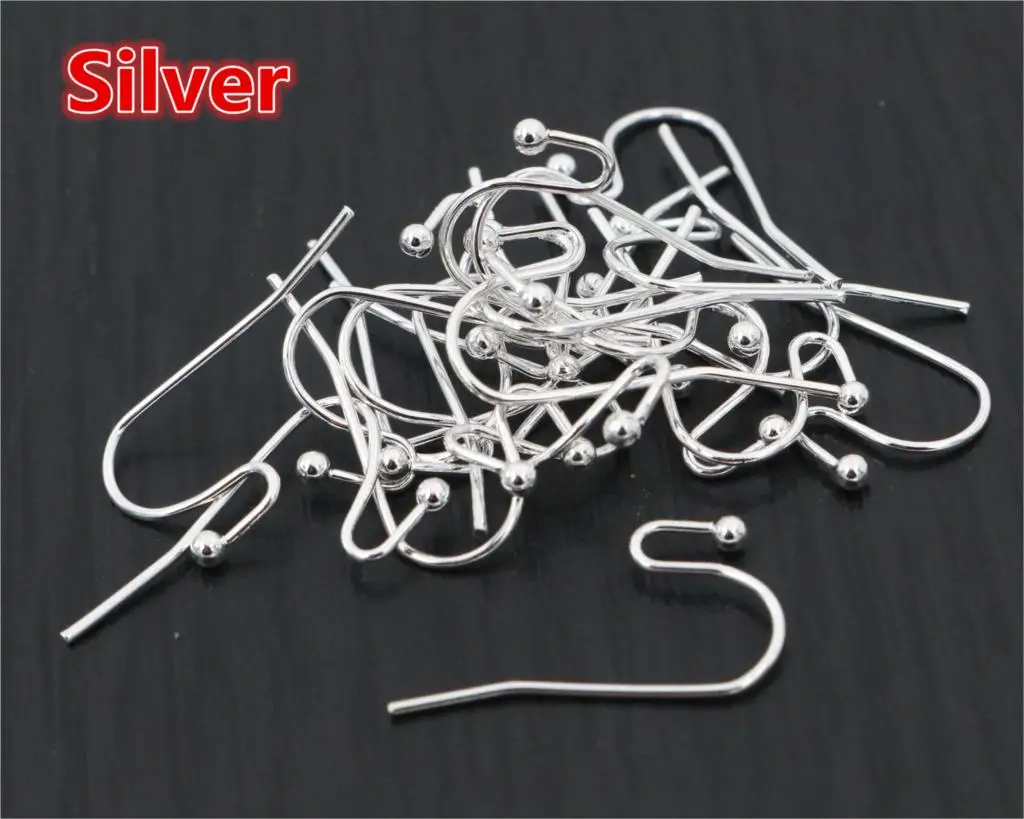 Silver 100 шт./лот, 21x16 мм, сделай сам, серьги, застежки, крючки, фурнитура, сделай сам, аксессуары для изготовления ювелирных изделий, латунный крючок, серьги, ювелирные изделия - Цвет: Silver