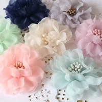 5pcs chiffon flowers headwear hat dress clothes decoration diy hair accessories