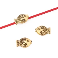 60pcslot antique gold tone fish spacer beads charms for diy jewelry making accessories 12x8mm
