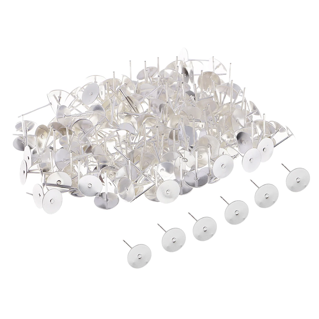 

200x EARRINGS POSTS with Flat Pad Ear Stud Jewelry Making Findings Craft DIY