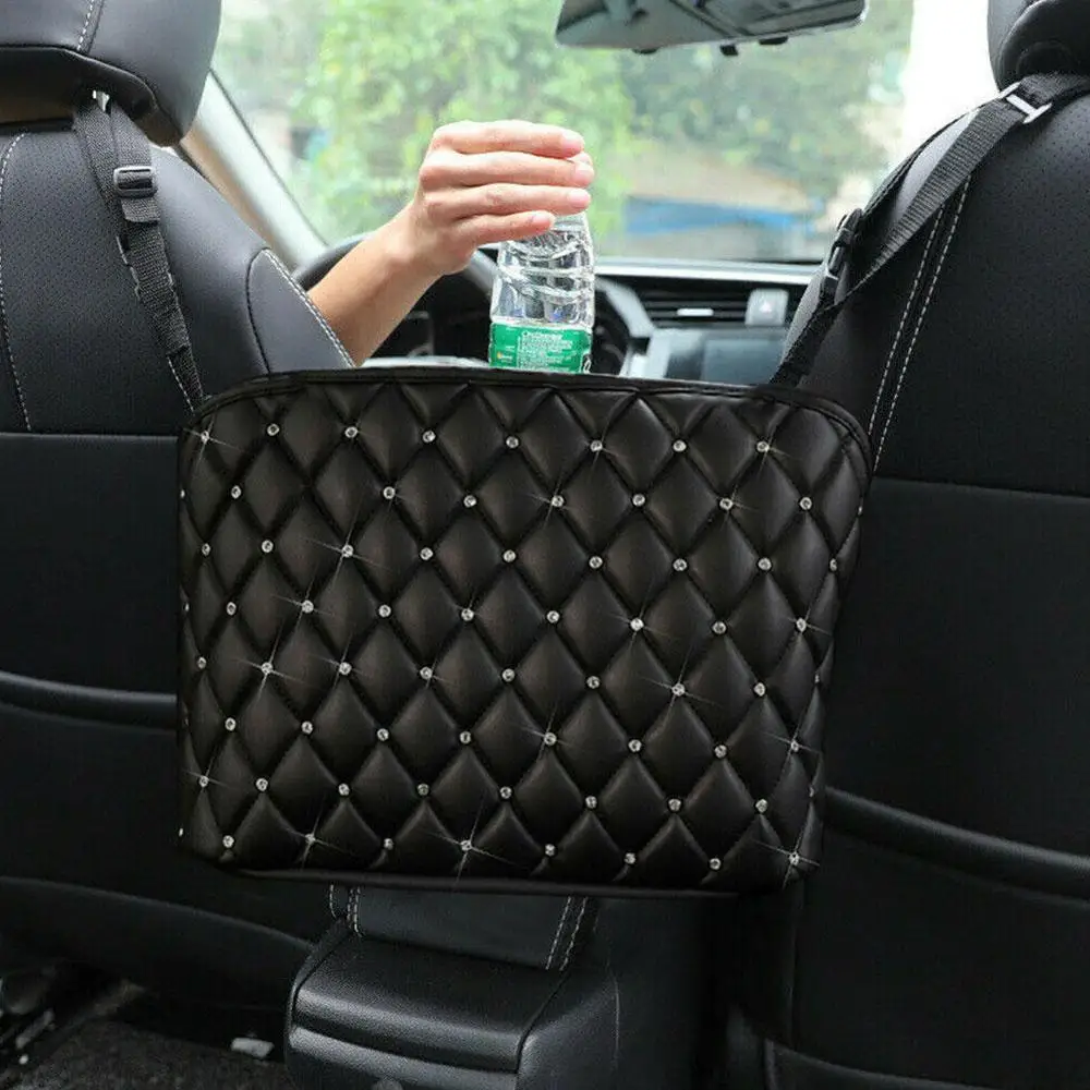 

Car Handbag Holder Luxury Leather Seat Back Organizer Mesh Large Capacity Bag Automotive Goods Storage Pocket Seat Crevice Net