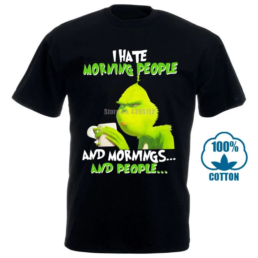 Футболка с принтом Grinches I Hate Morning People классная свободная футболка круглым вырезом