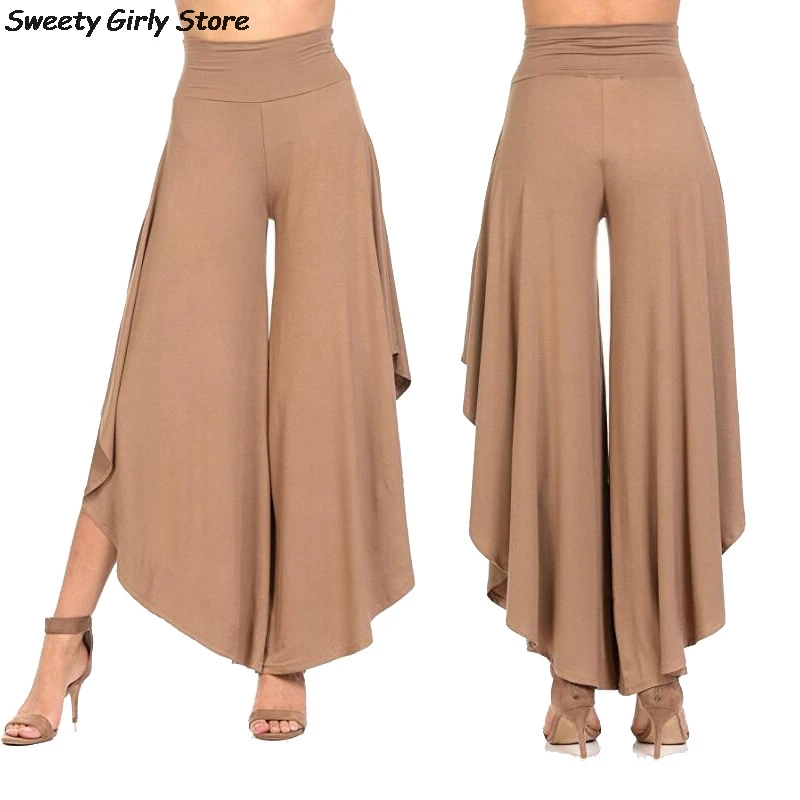 

Elegant Ruffles Wide Leg Pants Women High Waist Dance Trousers Vintage Casual Irregular Pants Plus Size Office Loose Pantalones