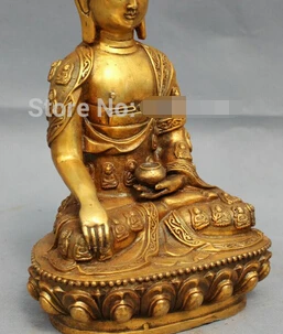 Бесплатная доставка 11 дюймов тибетская народная бронзовая позолоченная Статуя