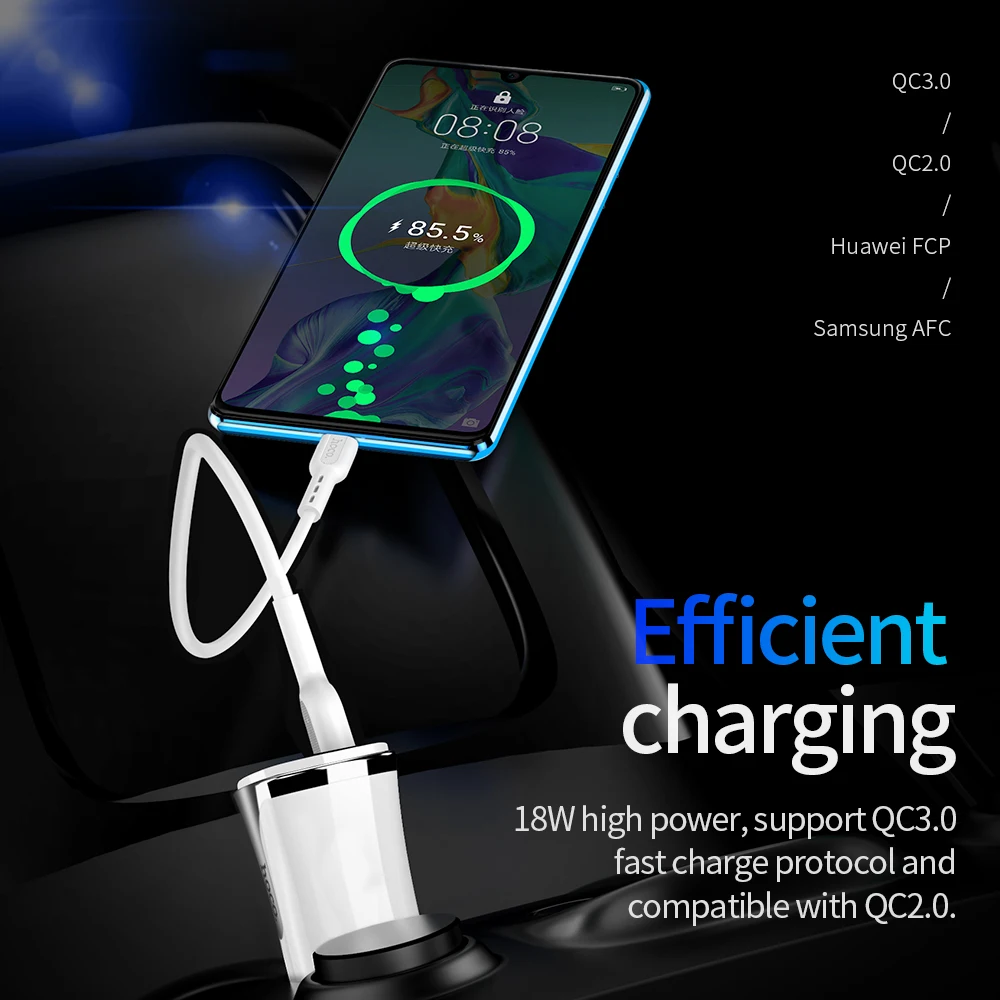 Автомобильное зарядное устройство HOCO PD QC 3,0 USB зарядное устройство для samsung S8 S9 S10 Xiaomi Mi9 huawei USB Автомобильное зарядное устройство 18 Вт 3A адаптер