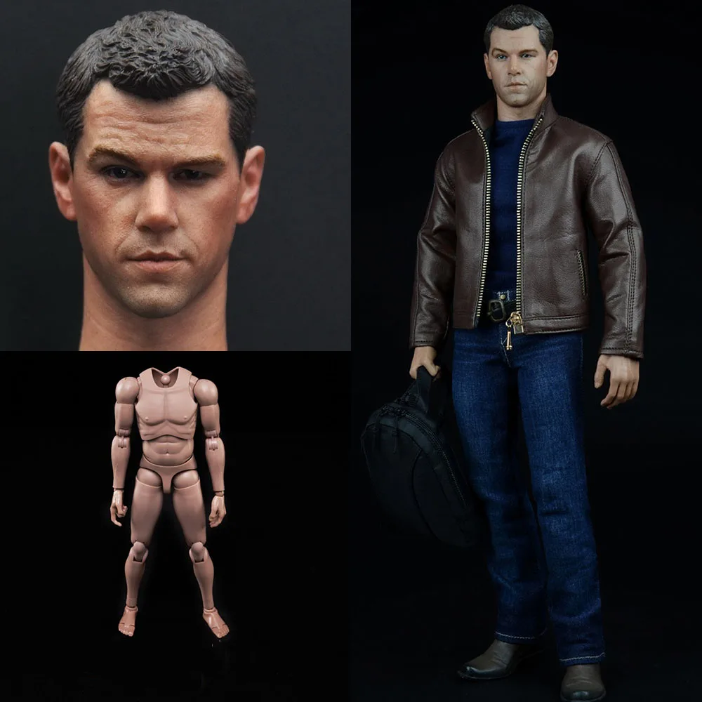 

CEN-M02 1/6 Scale Male Figure Clothes Set The Agent Matt Damon Leather Suit Jeans For 12 inches Action Figure Dolls Toy Center