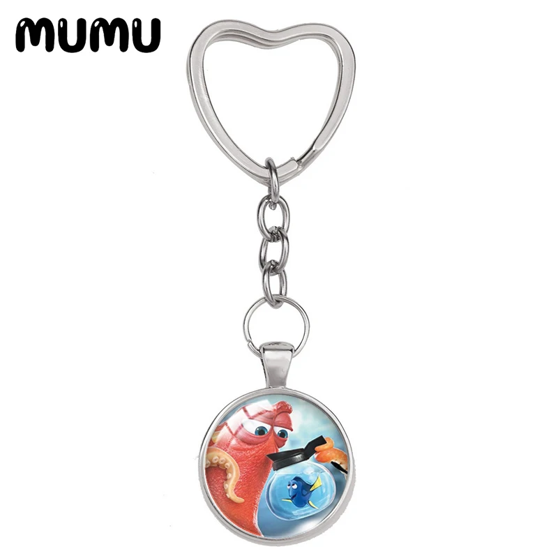 2021 New Finding Nemo Dory Heart Keyring Funny Keychain Glass Dome Cabochon Jewelry Gifts Children | Украшения и аксессуары
