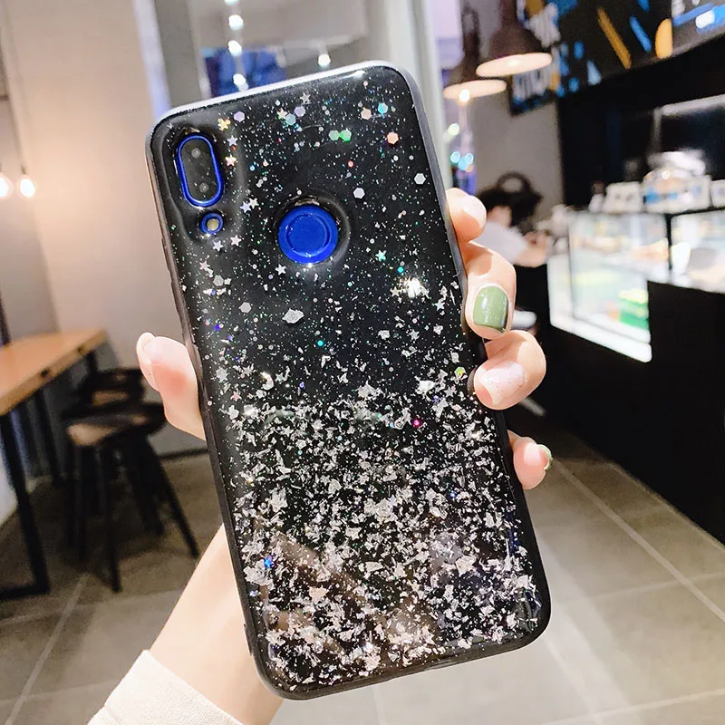 Блестящие чехлы со звездами для телефонов Xiaomi 5X6 6X 8Lite 8SE 9 Mix2s Max3 мягкий чехол для Redmi 6 6Pro 7 Note7 K20 Pro задняя крышка fundas