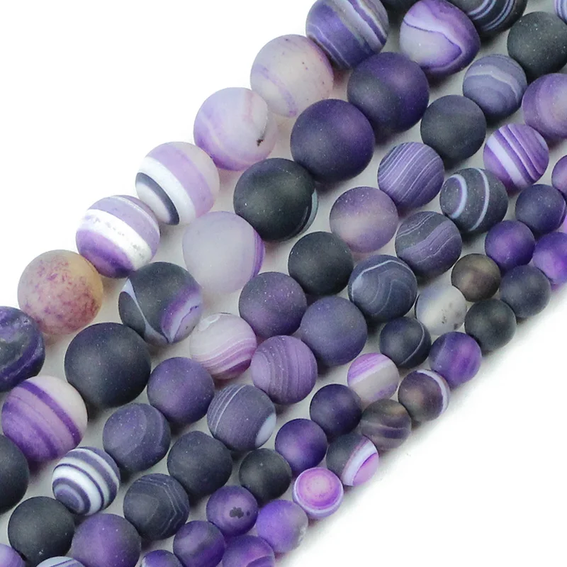 Purple Matte Stripe Матовый натуральный полосатый Сердолик Каменные Бусы Ониксовые драгоценные камни 6/8/10 мм круглый свободные бусины агат бусины для самостоятельного изготовления ювелирных изделий браслет DIY - Цвет: Purple Matte Stripe