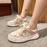 korean platform shoes woman springautumn fashion sneakers canvas med 3cm 5cm lace up tenis feminino platform sneakers