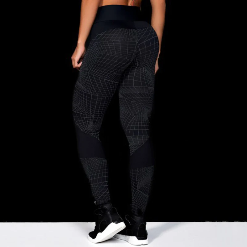Женские эластичные брюки с высокой талией геометрические карандаш цифровым