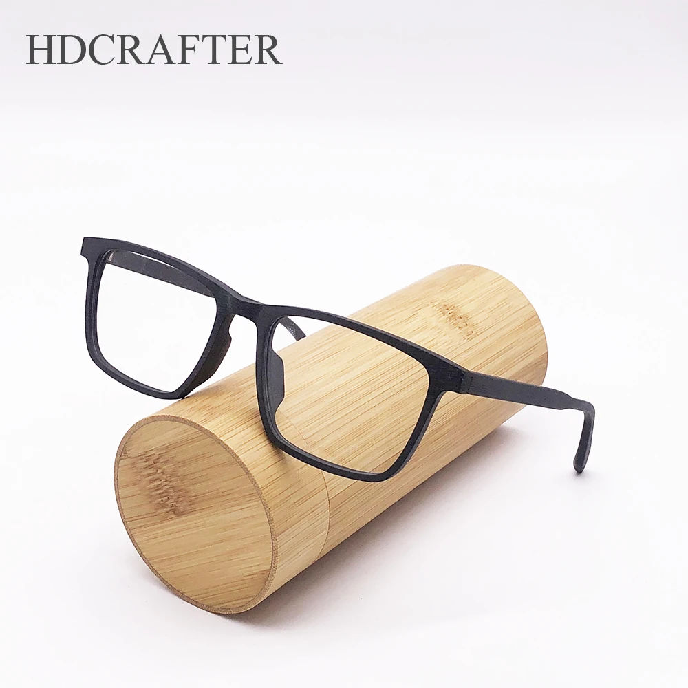 

HDCRAFTER Wood Vintage Retro Square Glasses Frame with Clear Lenses Men Prescription Optical Myopia Eye Glasses Spectacles Frame