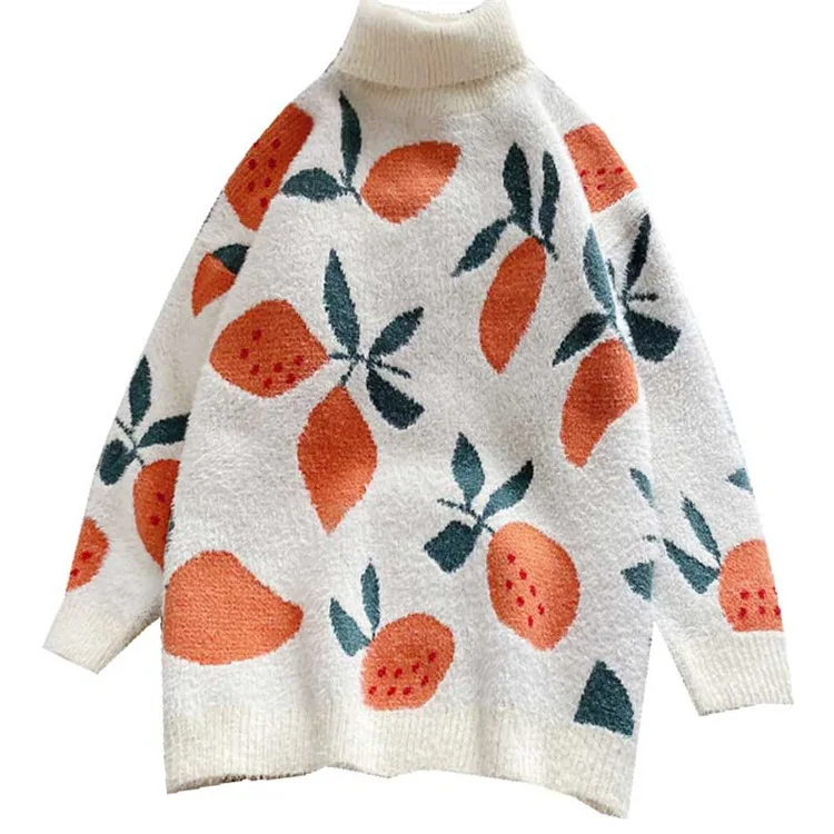 

2020 New Autumn Winter Women's Turtleneck Imitation Mink Velvet Fashion Loose Thick Lazy Sweater Pullovers Korean Style Tops